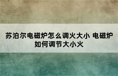 苏泊尔电磁炉怎么调火大小 电磁炉如何调节大小火